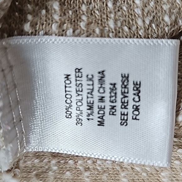 DB Sunday (by Dressbarn) terry cloth sweatshirt in cream & tan, size Large - Picture 6 of 10